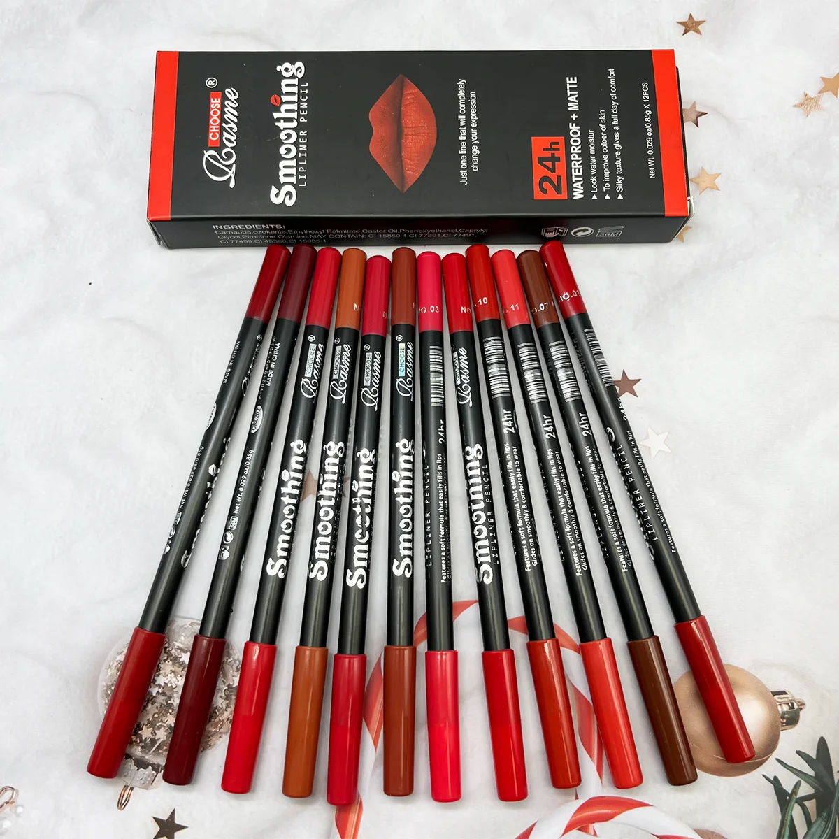 Set de 12 Labiales de Larga Duración con Perfilador Profesional y Gloss Mate - Imagen 3