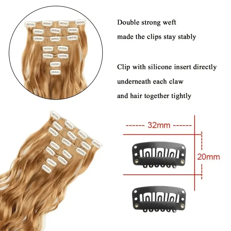 Extensiones de Cabello Clip-In JIAMEISI 22” Onduladas - Imagen 3