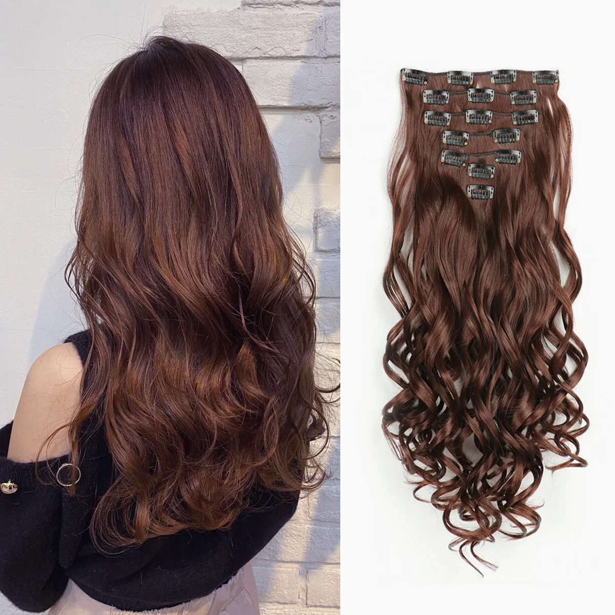 Extensiones de Cabello Clip-In JIAMEISI 22” Onduladas - Imagen 6