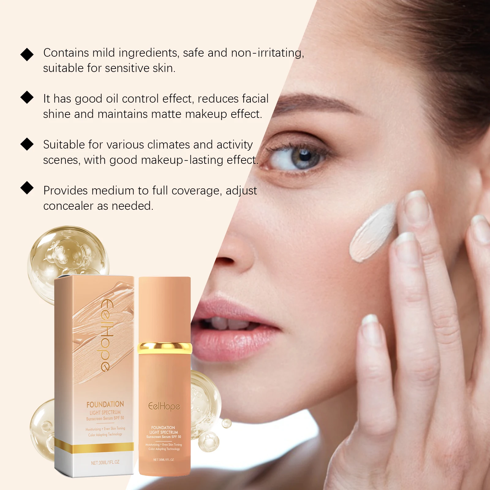 Base de Maquillaje Color Changing 4 en 1 Eelhope SPF 50 - Imagen 3