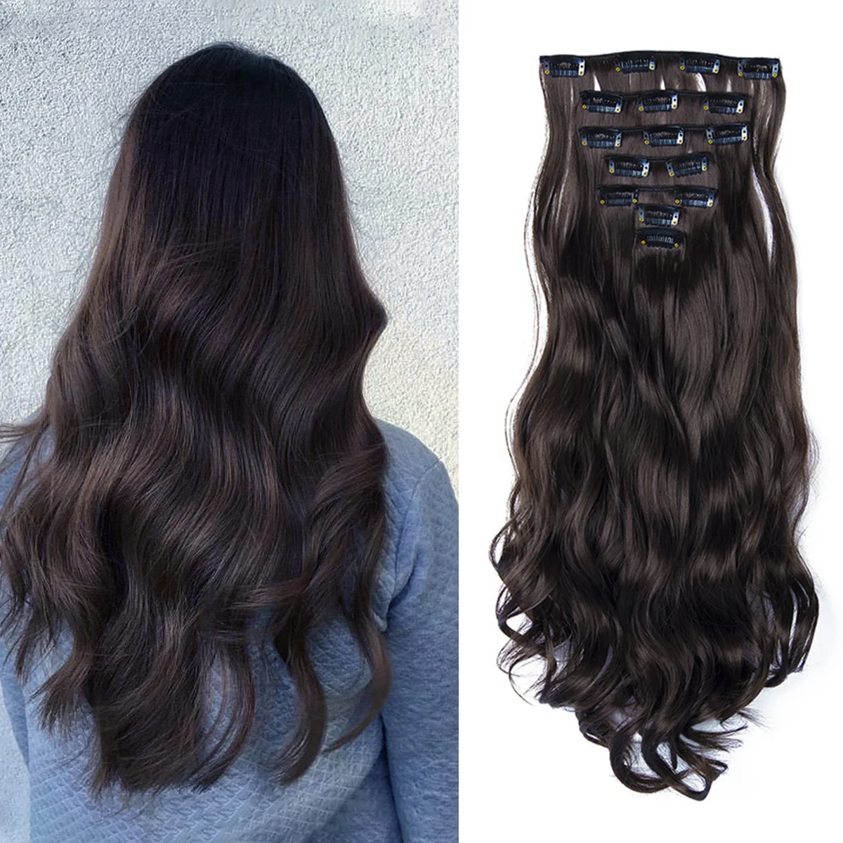 Extensiones de Cabello Clip-In JIAMEISI 22” Onduladas - Imagen 19