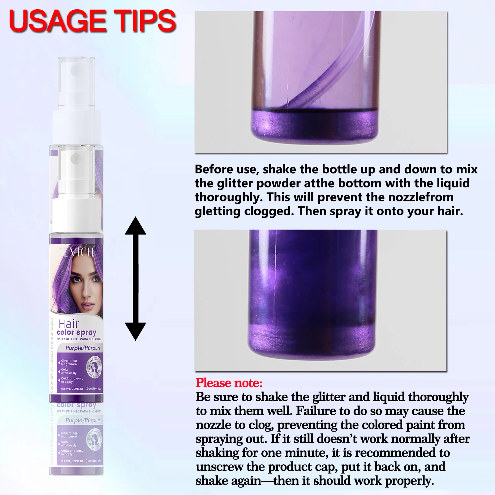 Spray de Color Temporal para Cabello Sevich 30 ml - Imagen 3