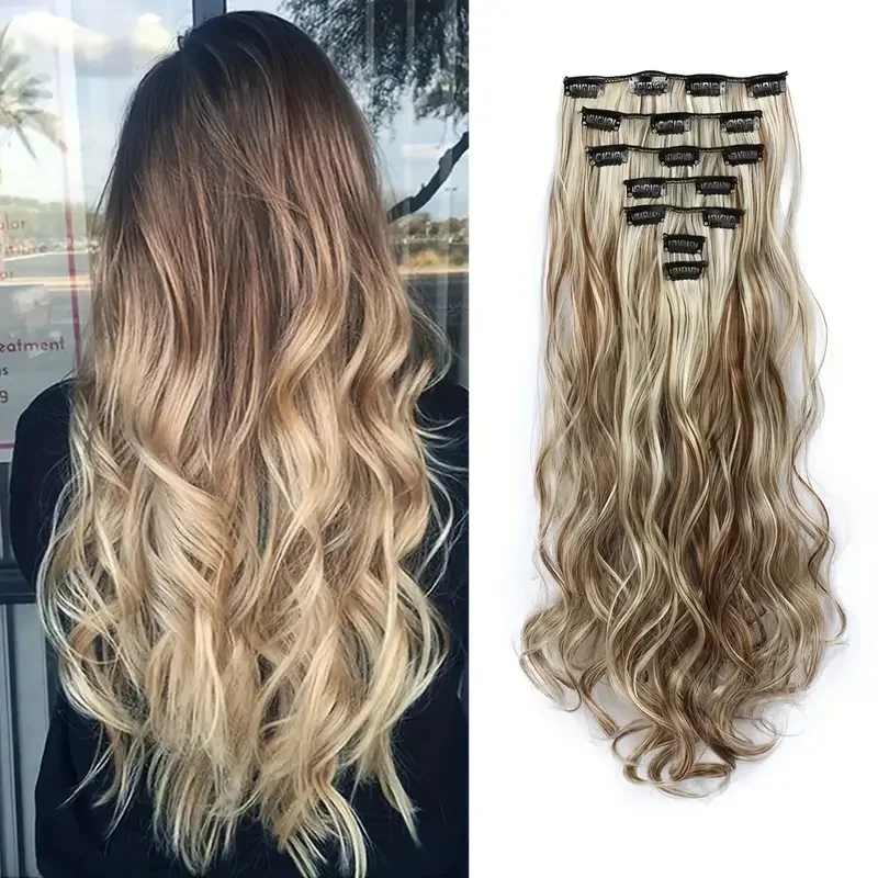 Extensiones de Cabello Clip-In JIAMEISI 22” Onduladas - Imagen 24