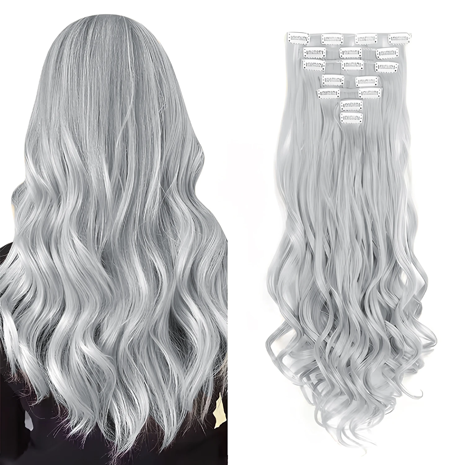 Extensiones de Cabello Clip-In JIAMEISI 22” Onduladas - Imagen 18