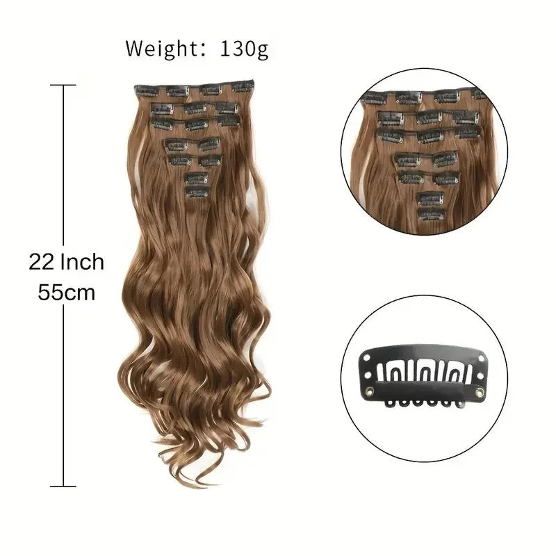 Extensiones de Cabello Clip-In JIAMEISI 22” Onduladas - Imagen 4