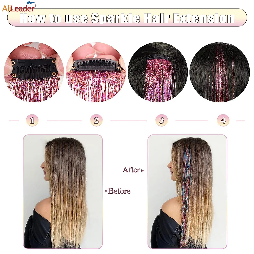 Kit de extensiones de cabello con brillo Hair Tinsel AliLeader (5 piezas) - Imagen 4