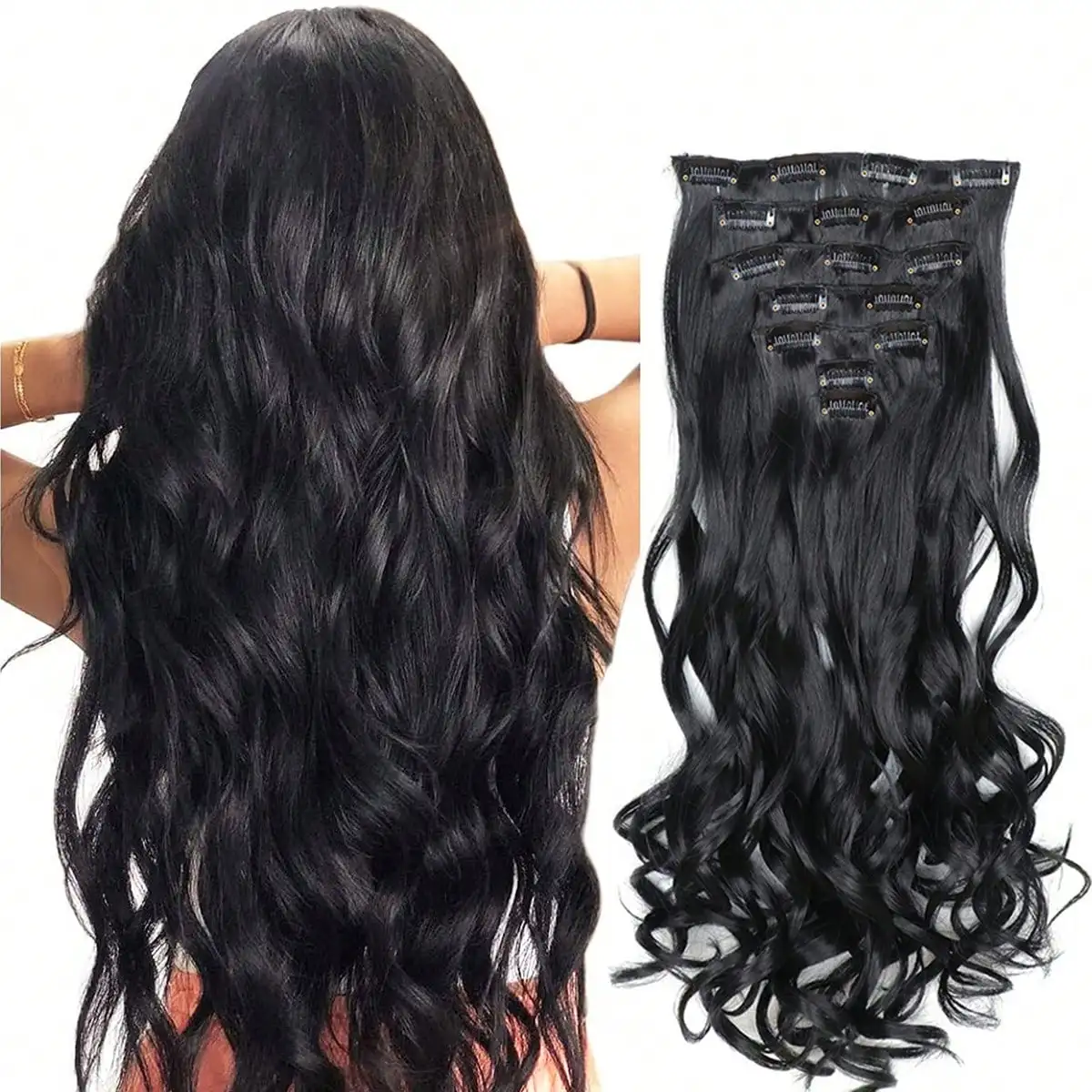Extensiones de Cabello Clip-In JIAMEISI 22” Onduladas - Imagen 7
