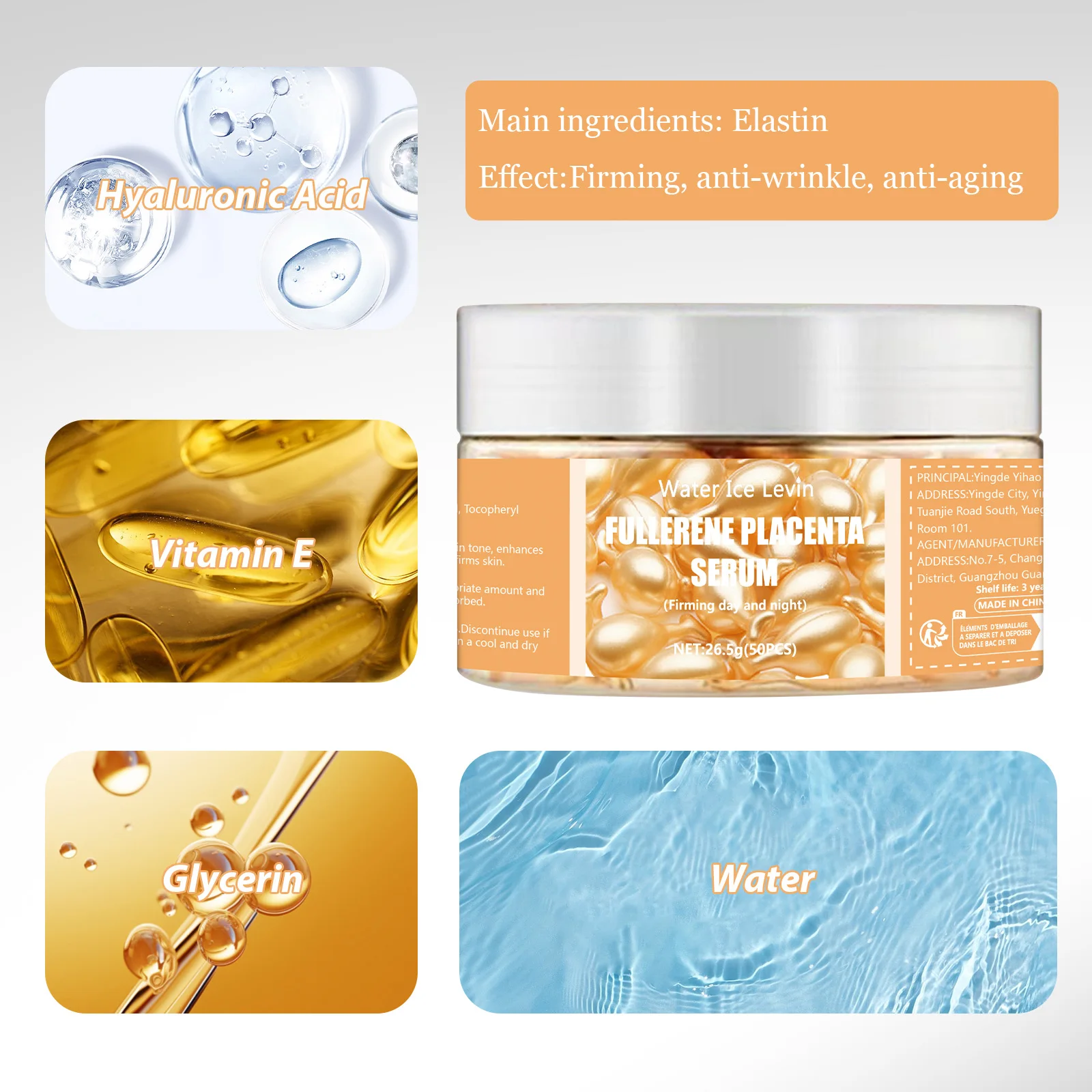 Cápsulas sérum de colágeno con ácido hialurónico Water Ice Levin - Imagen 2