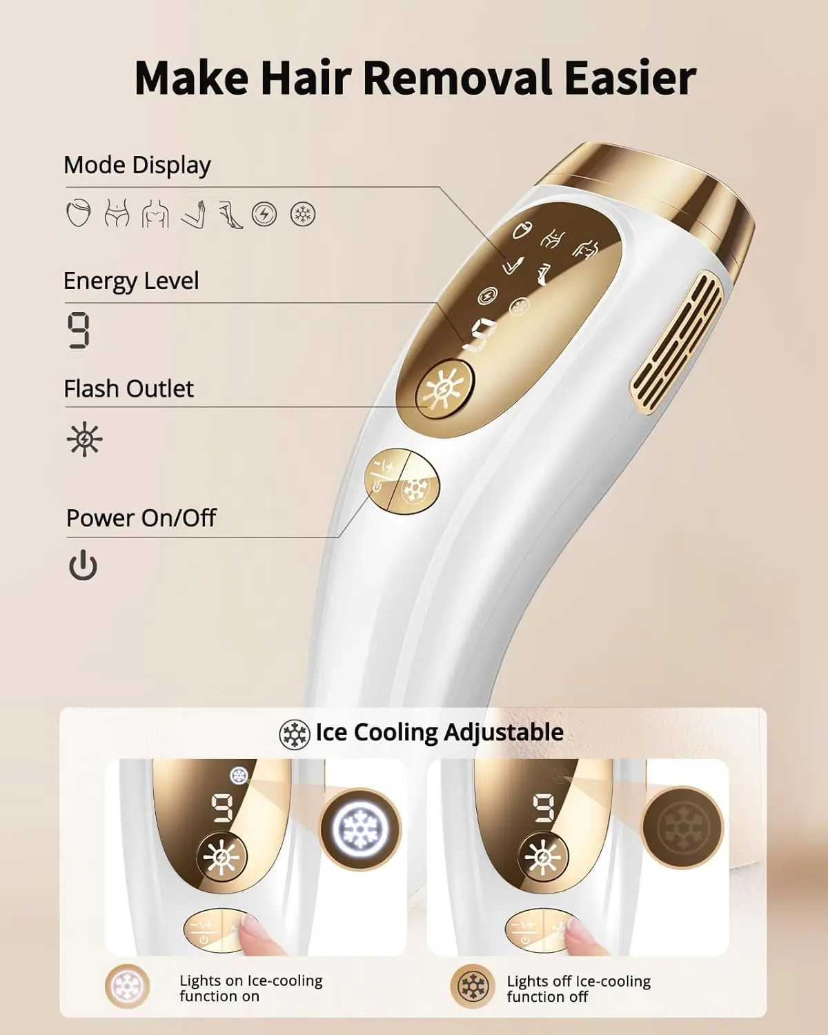 LYSMOSKI IPL Laser Hair Removal Device con Ice Cooling - Imagen 5