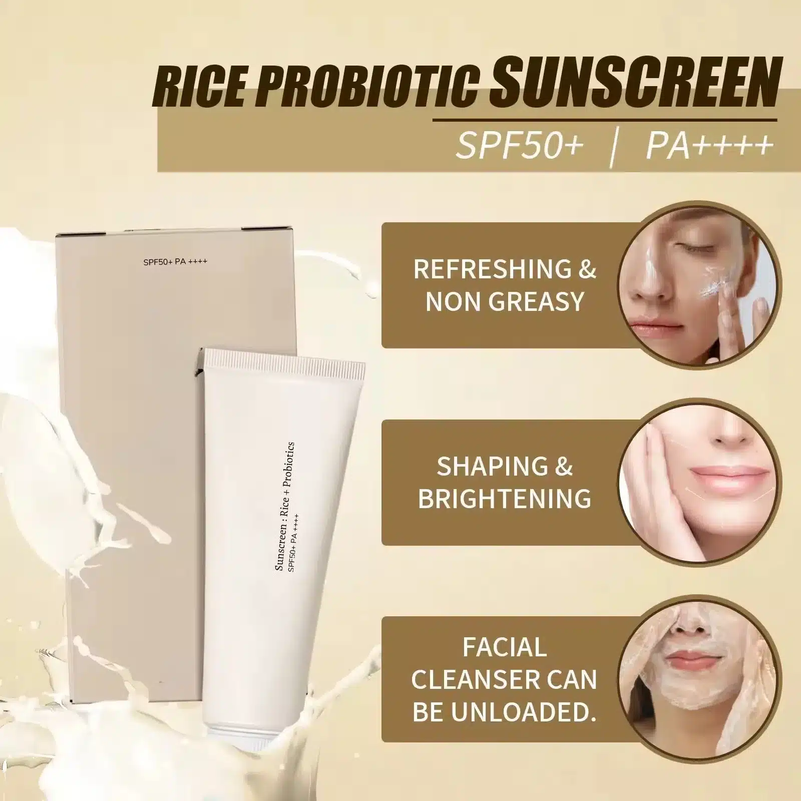 SPF50+ Sunscreen Korean Rice Probiotic Cream - Imagen 5