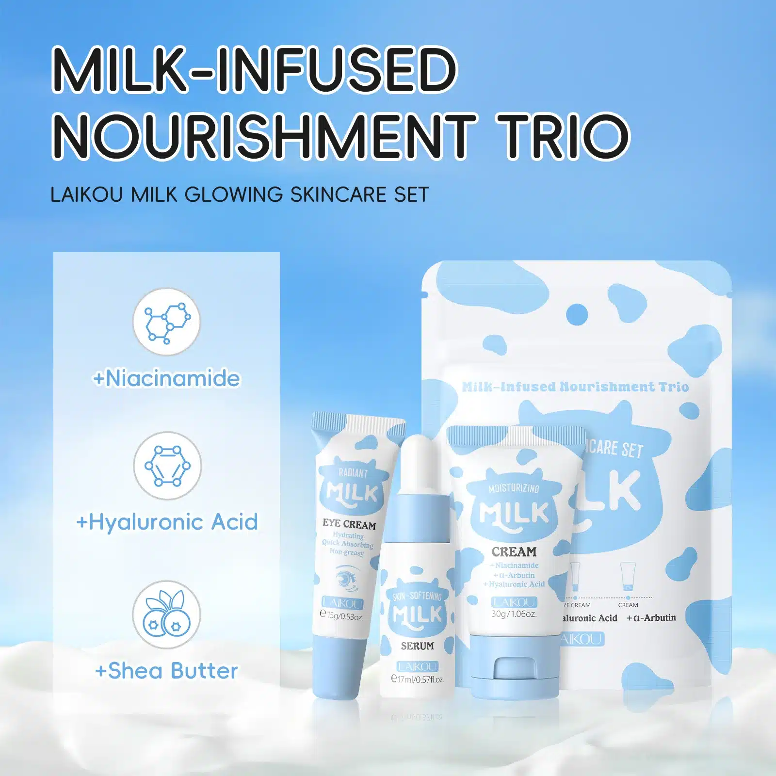LAIKOU Milk Skincare Travel Set - Imagen 3
