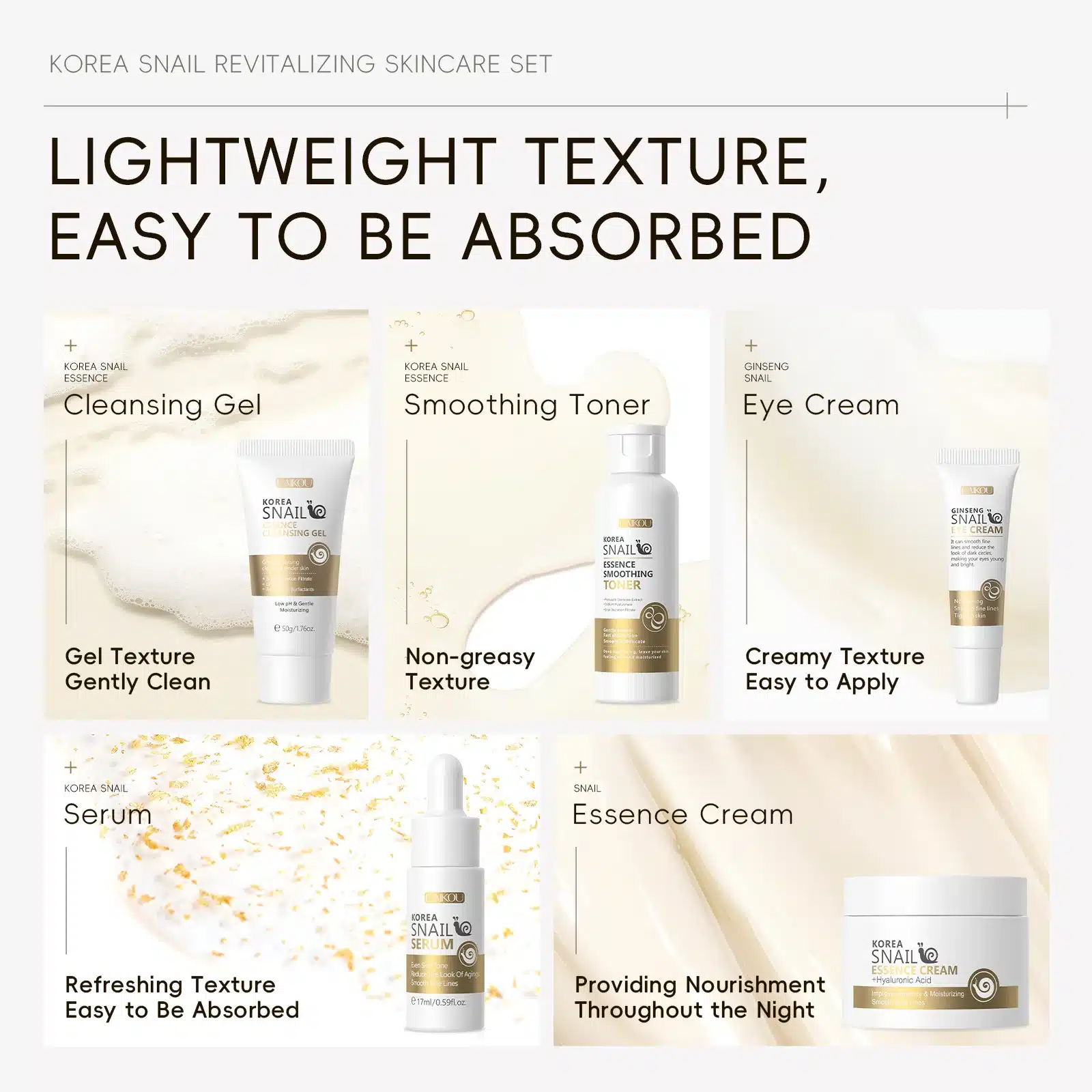 LAIKOU Snail Skin Care Set 5 piezas - Imagen 2