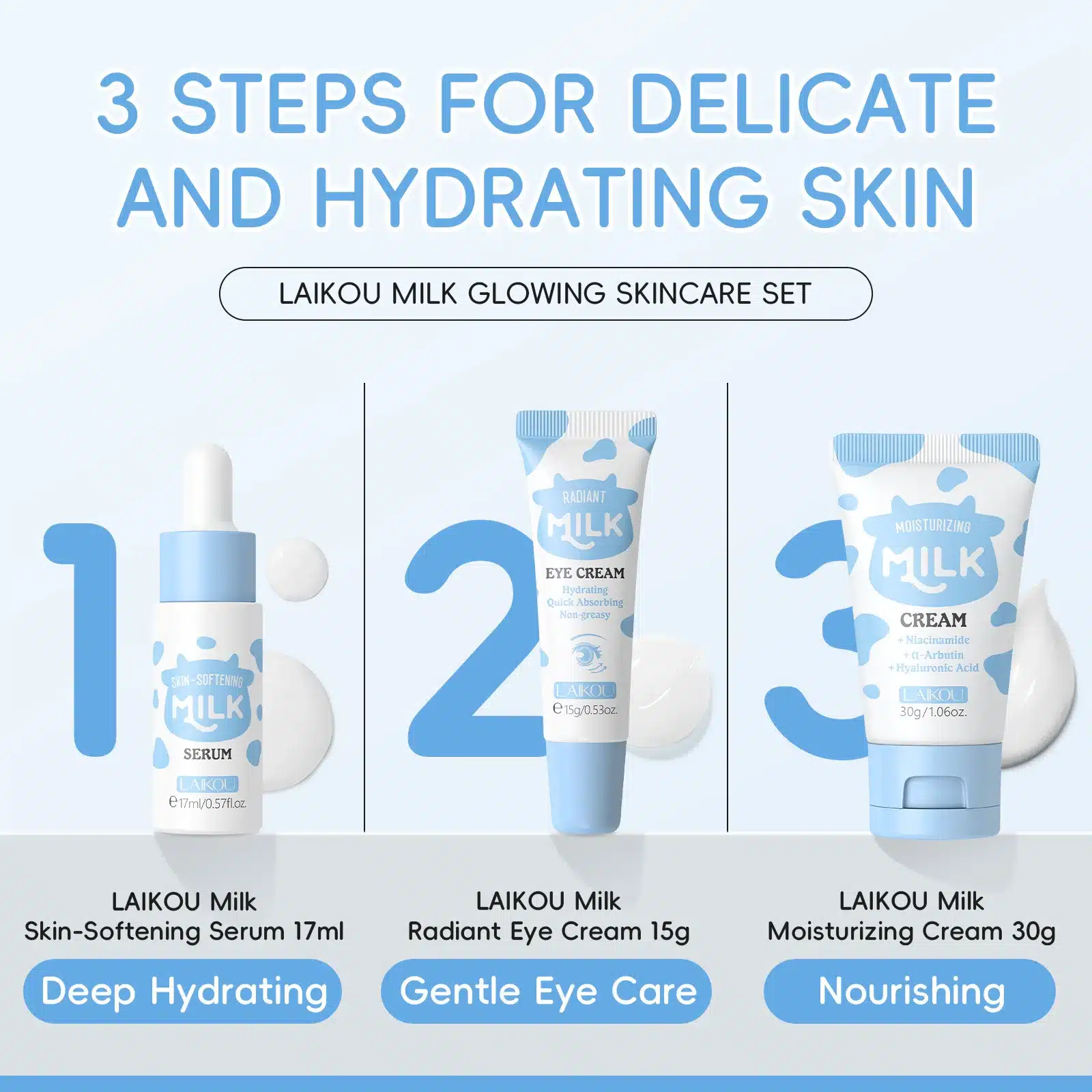 LAIKOU Milk Skincare Travel Set - Imagen 4