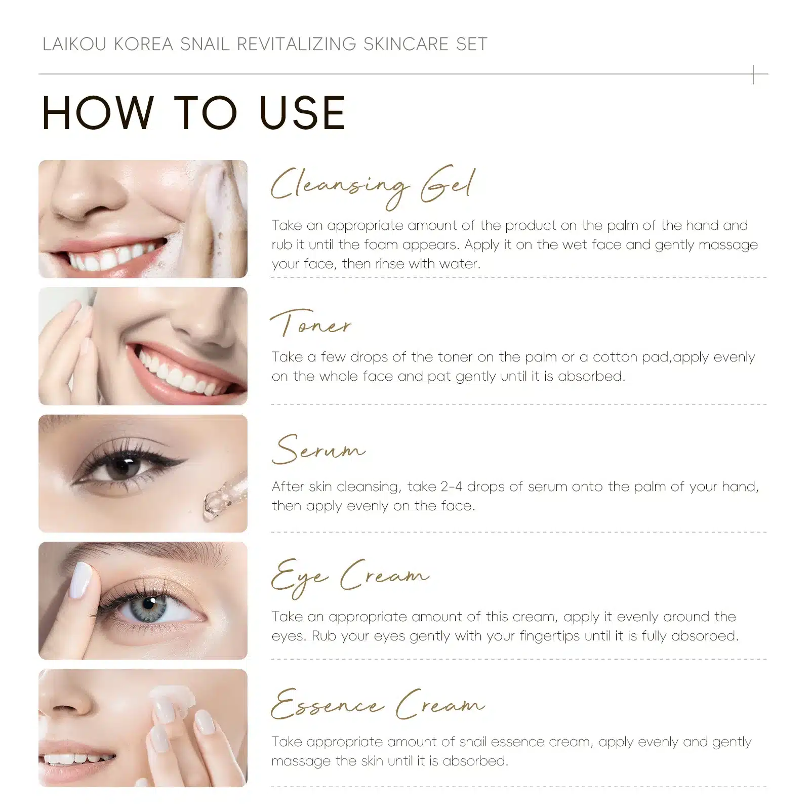 LAIKOU Snail Skin Care Set 5 piezas - Imagen 5