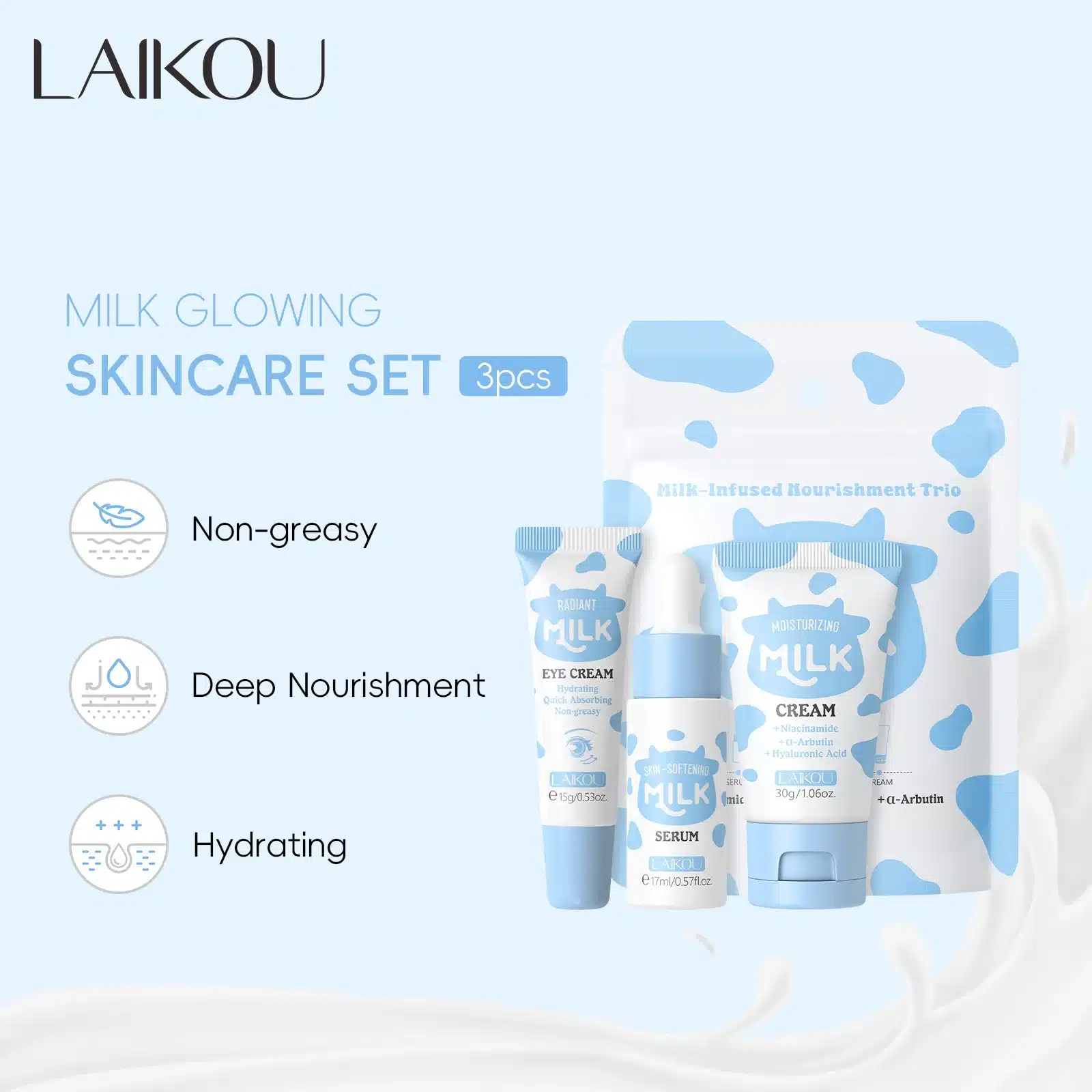 LAIKOU Milk Skincare Travel Set - Imagen 2