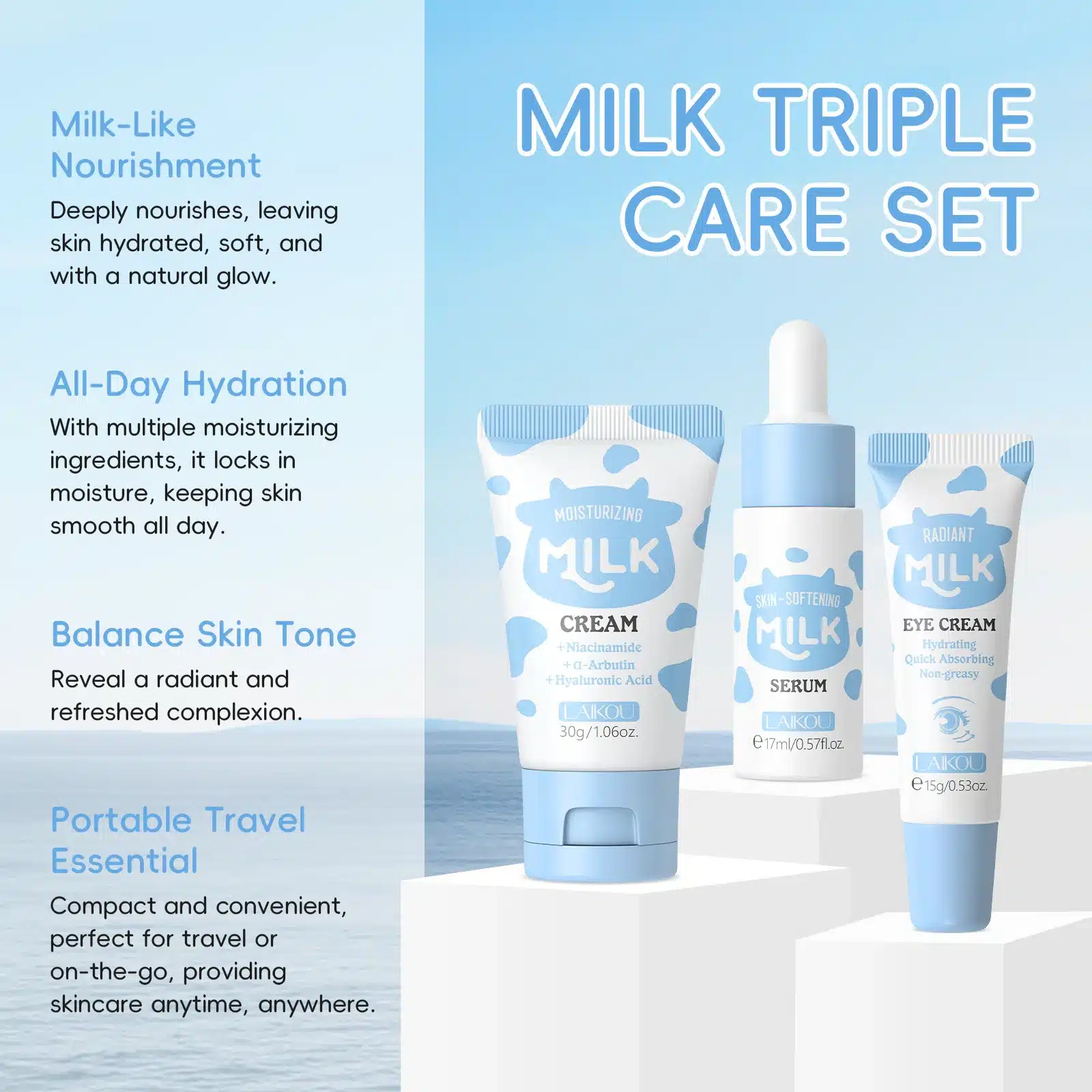 LAIKOU Milk Skincare Travel Set - Imagen 6