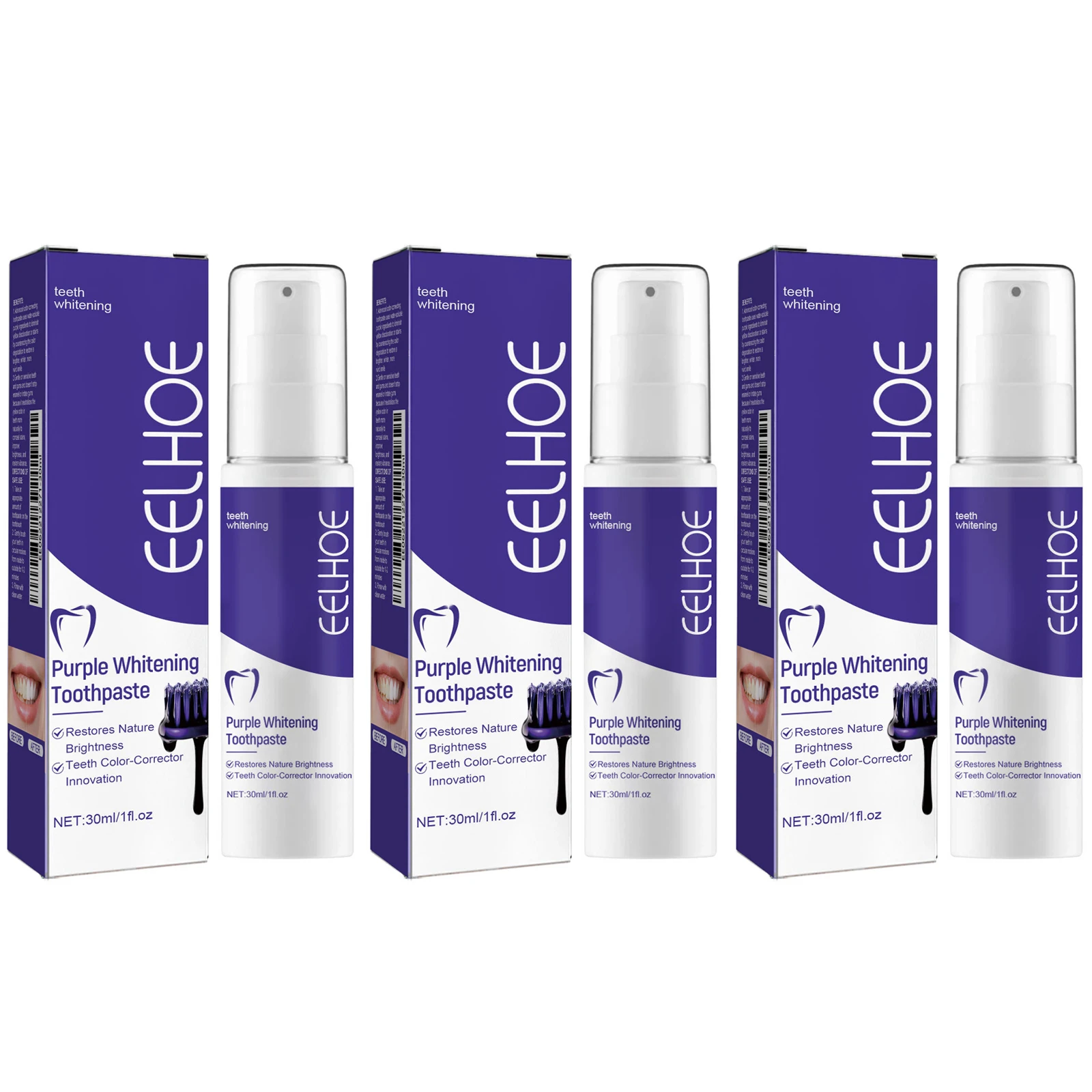 Pasta dental púrpura blanqueadora EELHOE - Imagen 8