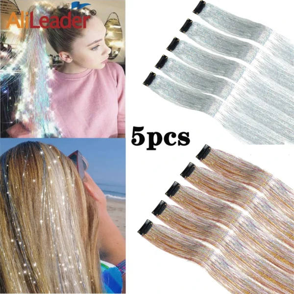 Kit de extensiones de cabello con brillo Hair Tinsel AliLeader (5 piezas)