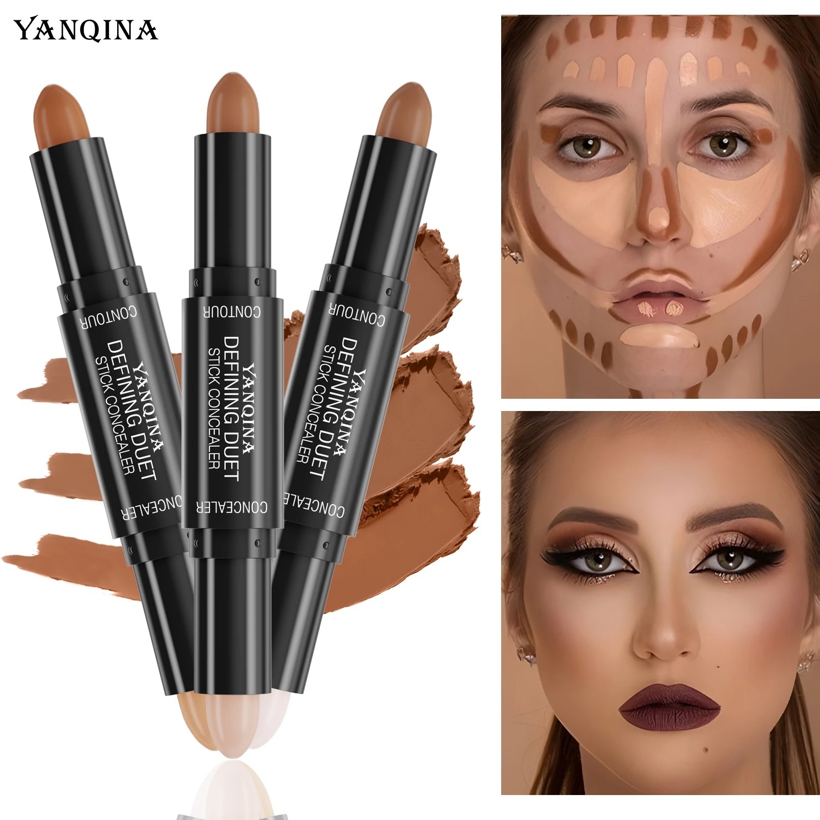Face Foundation Concealer Pen Long Lasting Dark Circles Corrector Contour Stick Cosmetic Makeup Tools - Imagen 2