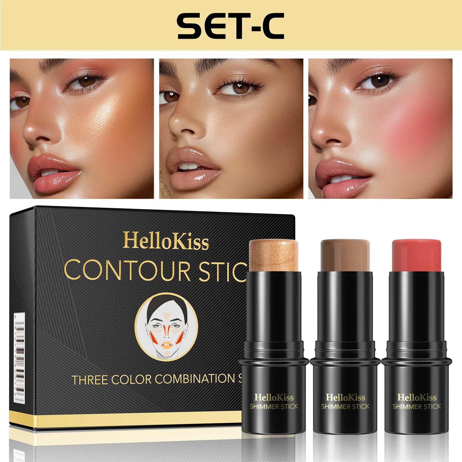 Hello Kiss Kit Contorno Facial 4PCs - Imagen 9