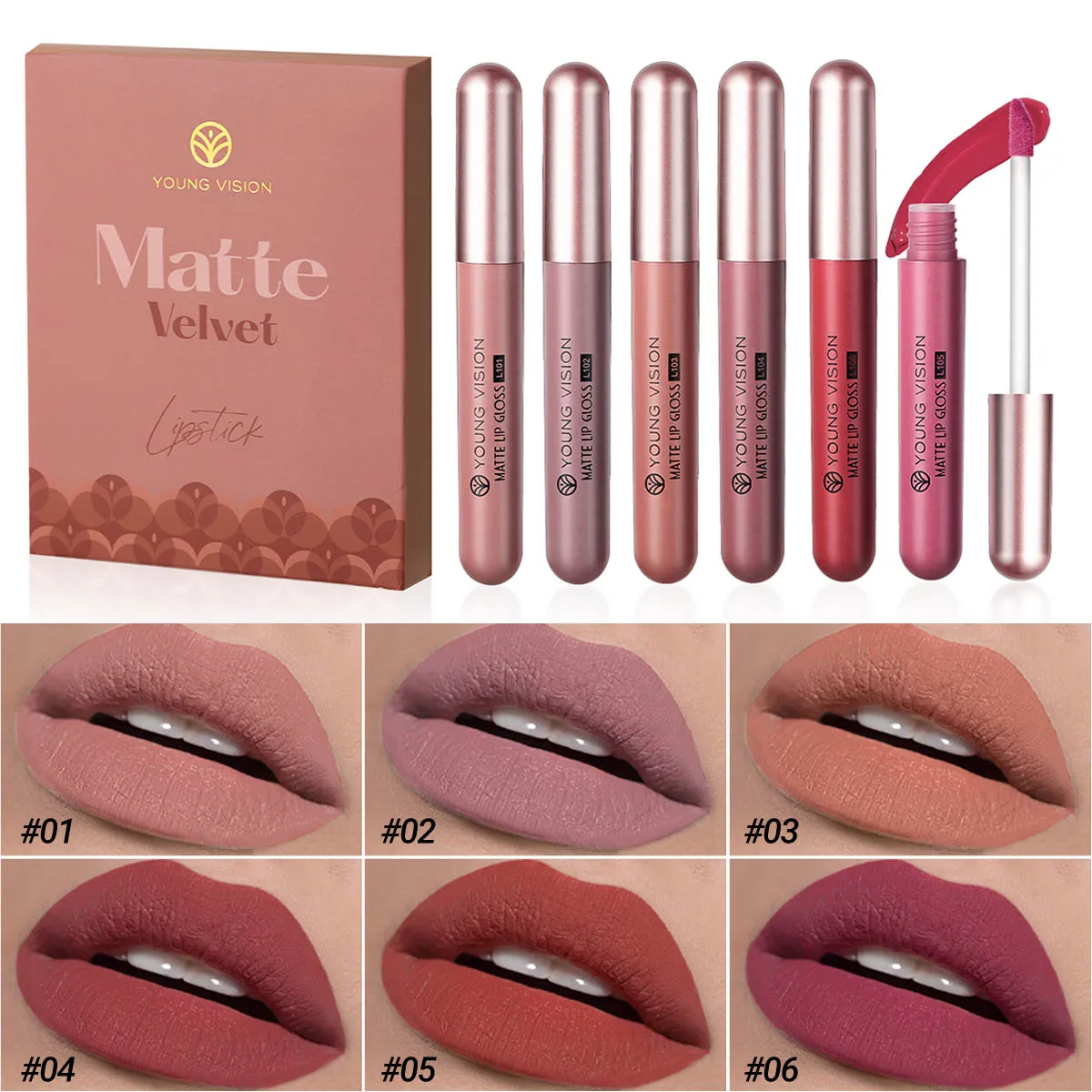 Set de 6 Labiales Líquidos Mate HANDAIYAN - Imagen 7
