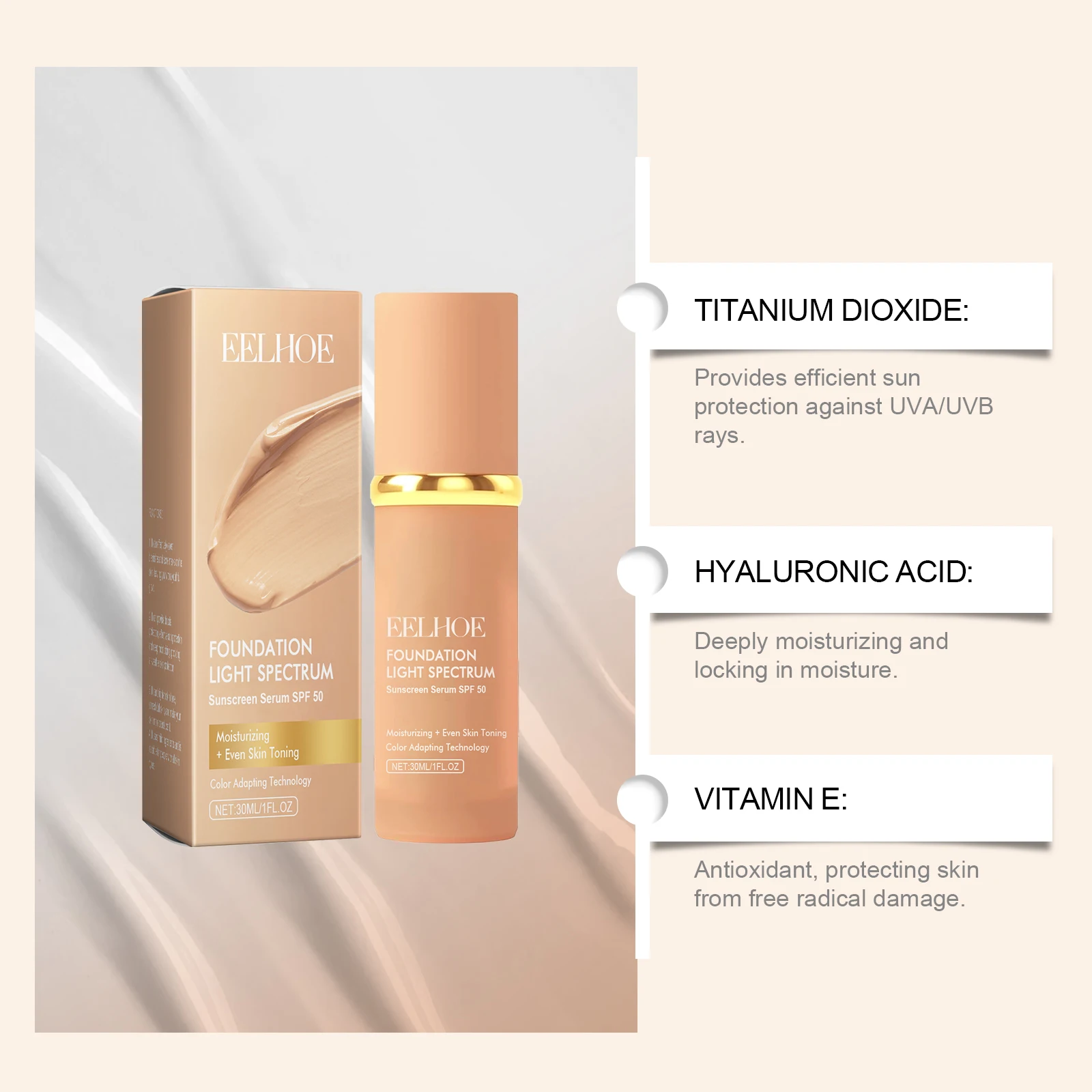 Base de maquillaje 4 en 1 con SPF 50 EELHOE - Imagen 3