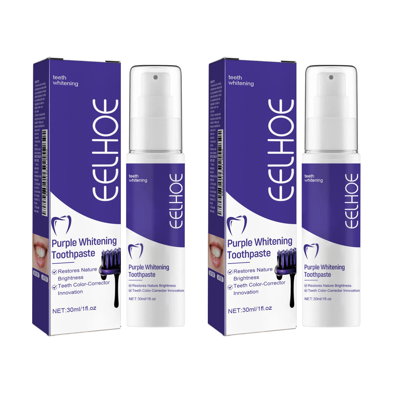 Pasta dental púrpura blanqueadora EELHOE - Imagen 7