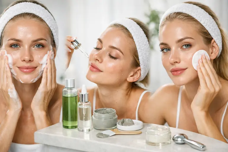 Rutina de skincare para piel grasa con poros abiertos
