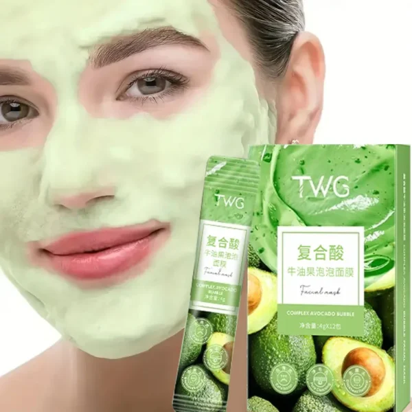 Set de 12 mascarillas faciales bubble con aguacate