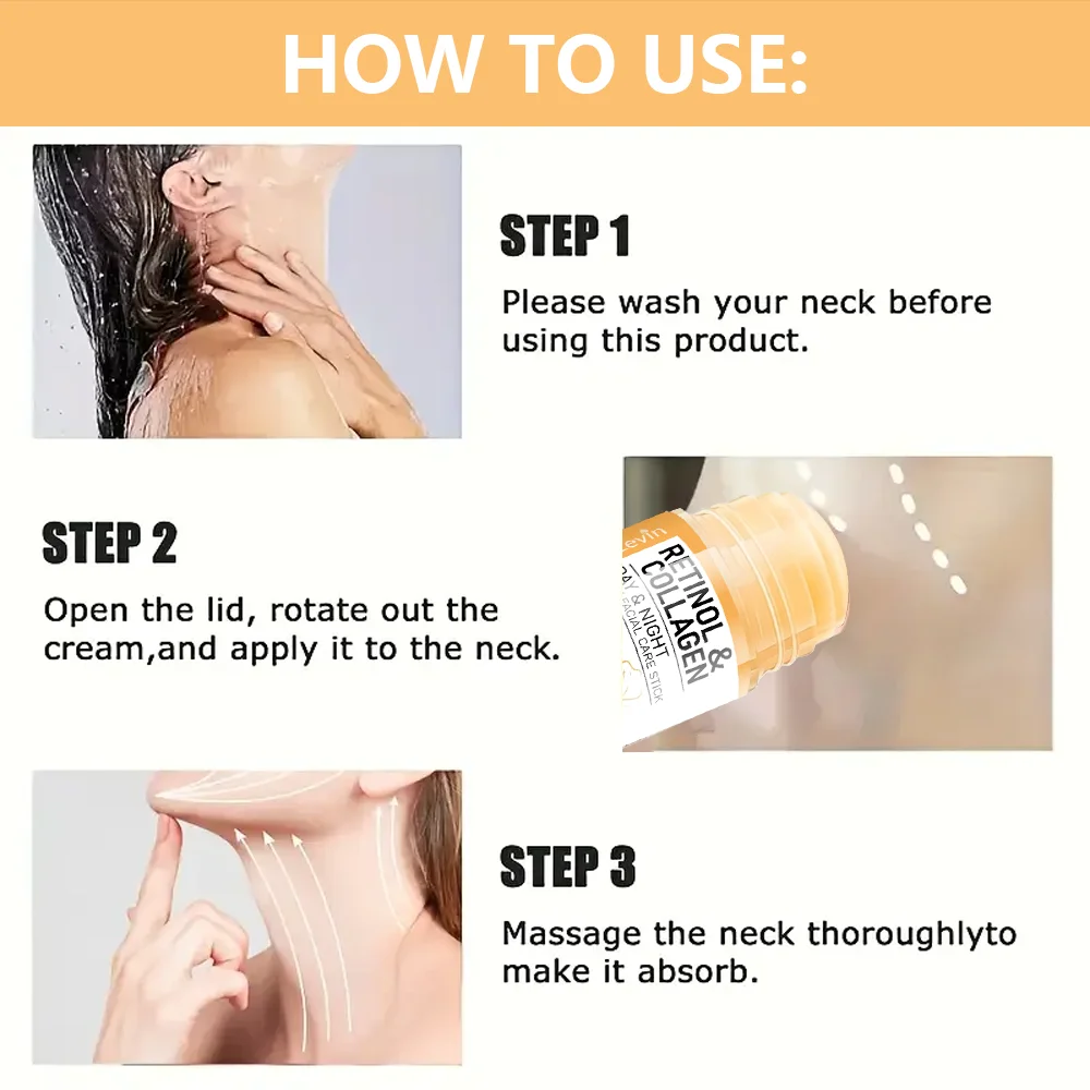Retinol & Collagen Day and Night Neck Cream Facial Stick - Imagen 6