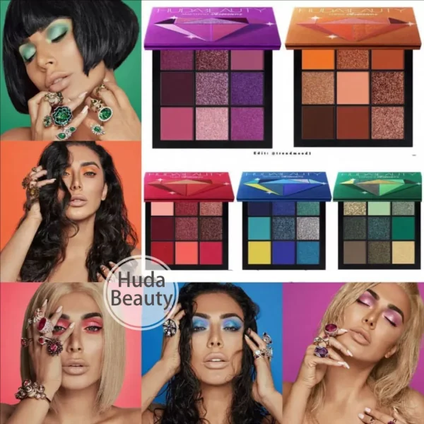 Huda Beauty 9 Color Palette Diamond Amethyst Ruby Red Gold